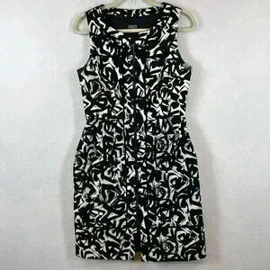 Adrianna Papell Women’s Dress Size 10 Black & White Linen/Cotton/Spandex